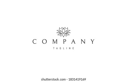 Vector logo on which an abstract image of a lotus flower in a linear style.