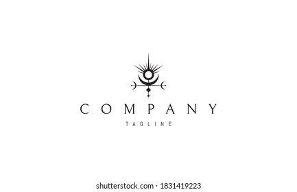 Vector logo on which an abstract image of the sun and moon in the form of an alchemical sign.