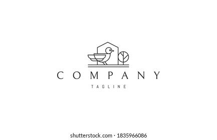 Vector logo on which the abstract image of a bird on the background of the silhouette of the house.