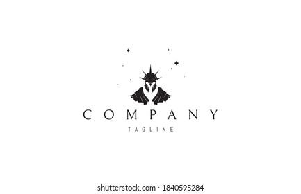 Vector logo on which an abstract image of a dark mystical knight in a helmet with spikes.
