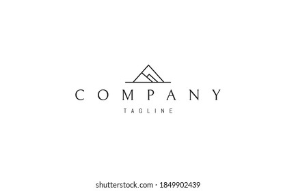 Logo vector en el que una imagen abstracta de las montañas en forma de triángulos.