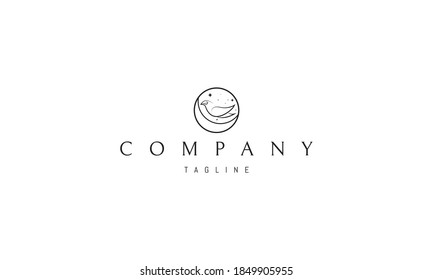 Vector logo on which an abstract image of a bird and the moon in a circle.