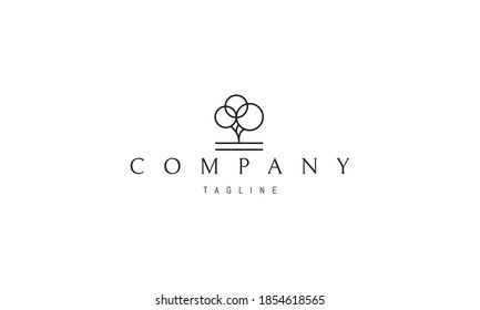 Vector logo on which an abstract image of a tree from circles in a linear style.