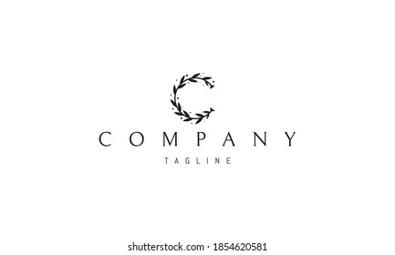 Vector logo on which an abstract image of a laurel wreath in the form of the letter C.