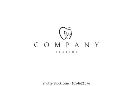 Vector logo on which an abstract image of a tooth with a twig and leaves.