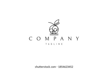 Vector logo on which an abstract image of an apple with circles inside.