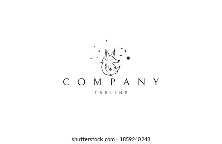 Vector logo on which an abstract image of a fox in a linear style.