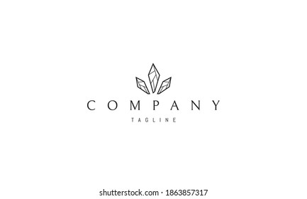 Vector logo on which an abstract image of three crystals in the form of leaves.
