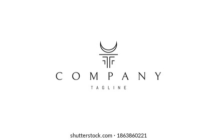 Vector logo on which an abstract image of the Greek column and the moon from above.