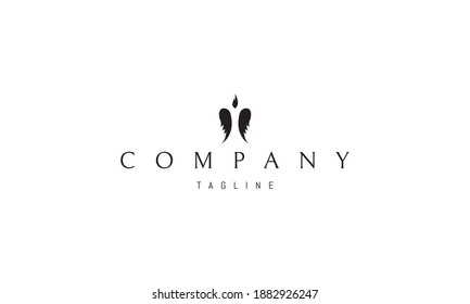 Vector logo on which an abstract image of wings where the space between them forms a silhouette of a candle.