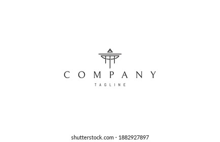 Vector logo on which an abstract image of an alchemical symbol in the form of a column.