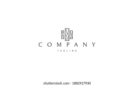 Vector logo on which an abstract image of three architectural structures.