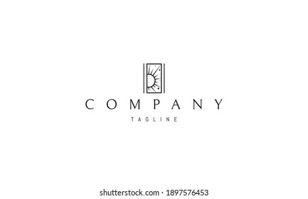 Vector logo on which an abstract image of the sun peeking into the window.