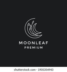 Vector logo on which the abstract image of the moon with an elegant twig with leaves.