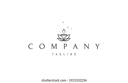 Vector logo on which an abstract image of a candle made of petals.