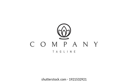 Vector logo on which an abstract image of lotus petals in a circle.