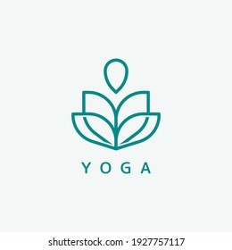 Vector logo on which an abstract image of a person sitting in lotus position.
