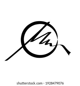 vector logo on which an abstract image of circles and mountains