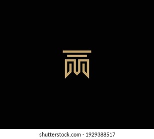 Vector logo on which an abstract image of the Greek column in the form of the letters M and T.