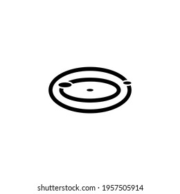 Vector logo on which an abstract image of a planet with an orbit in outer space.