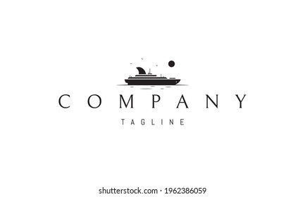 Vector logo on which an abstract image of a tourist cruise ship.