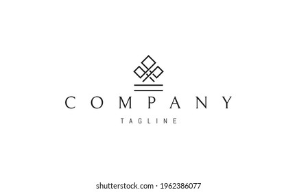 Vector logo on which an abstract image of a tree in a linear style.