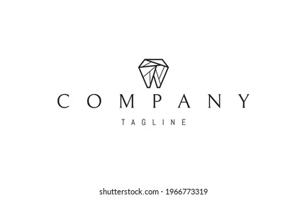 Vector logo on which an abstract image of a tooth in the form of a diamond.