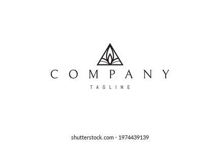 Vector logo on which an abstract image of a candle flame in a triangle.