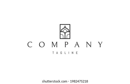 Vector logo on which the abstract image of the dome in a linear style.