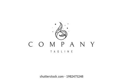 Vector logo on which an abstract image of leaves in the form of a drop.