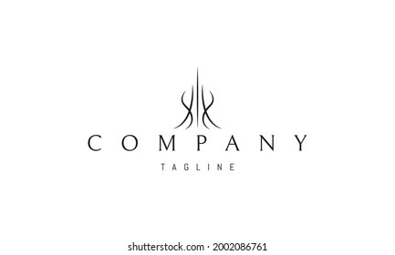 Vector logo on which an abstract image of a magic tower made up of smooth lines.