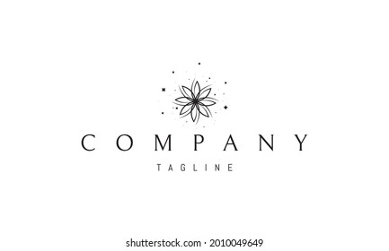 Vector logo on which an abstract image of a flower in the form of a galaxy.