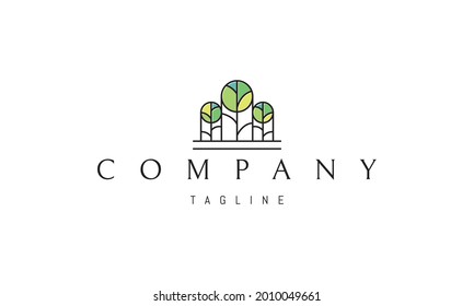 Vector logo on which an abstract image of three trees in the form of arches.