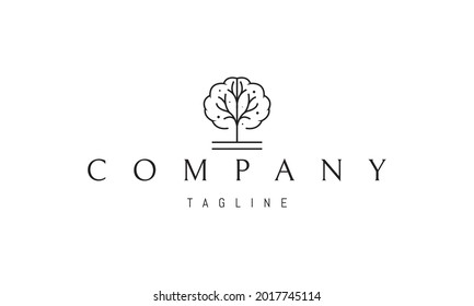 Vector logo on which an abstract image of the brain in the form of a tree.
