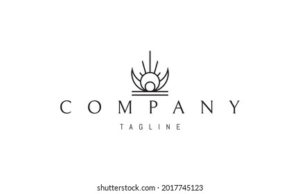 Vector logo on which an abstract image of the moon and shining suns.