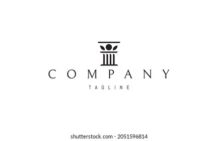 Vector logo on which an abstract image of a column with decorative inserts in the form of leaves.