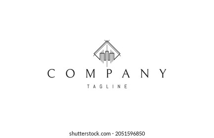 Vector logo on which abstract buildings in a rhombus.