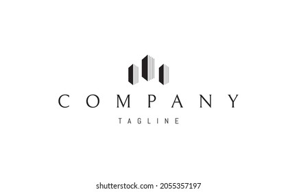 Vector logo on which an abstract image of three skyscrapers.