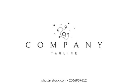 Vector logo on which the abstract image of the dance of the planets in space.