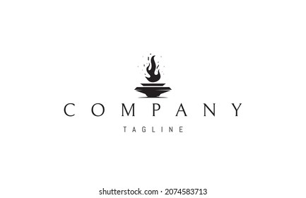 Vector logo on which an abstract image of the sacred fire on the altar.