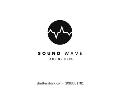 Vector logo on which an abstract image of a sound wave. Audio wave. Circle volume.