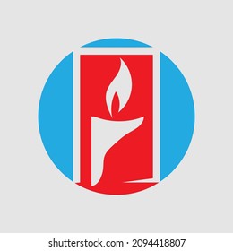 Vector logo on which an abstract image of a candle flame.