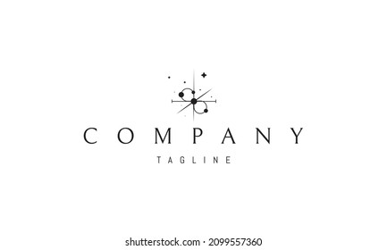 Vector logo on which an abstract image of the space landscape with the sign of infinity and stars.