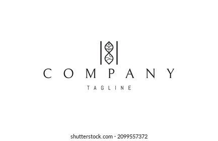 Vector logo on which the abstract image of the infinity sign with a leaf and a hilly landscape.