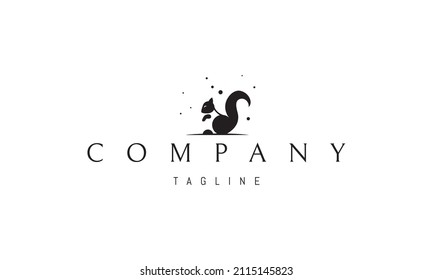 Vector logo on which an abstract image of a squirrel with a large and fluffy tail.