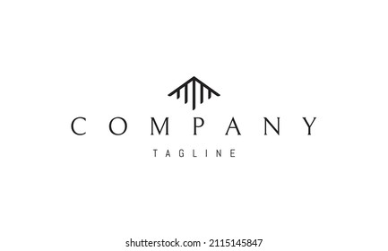 Vector logo on which an abstract image of the corner of a residential building.