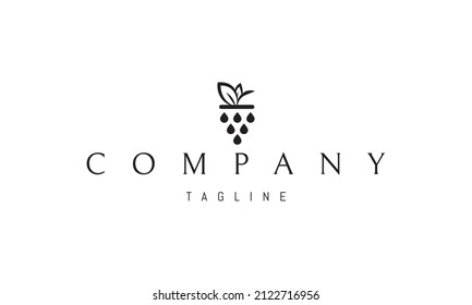 Logo vectorial en el que una imagen abstracta de un montón de uvas en un estilo minimalista.