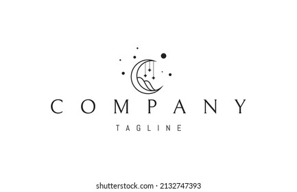 Vector logo on which an abstract image of a baby cradle in the form of a moon.