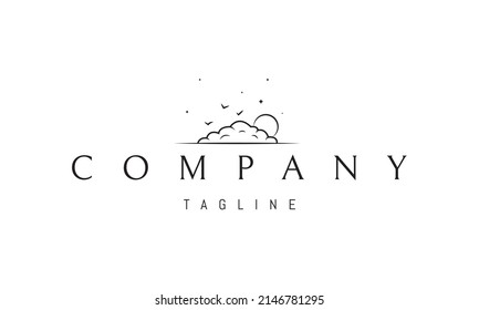 Vector logo on which an abstract image of clouds against the background of the moon and stars.