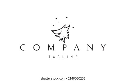 Vector logo on which an abstract image of a funny laughing dog head.